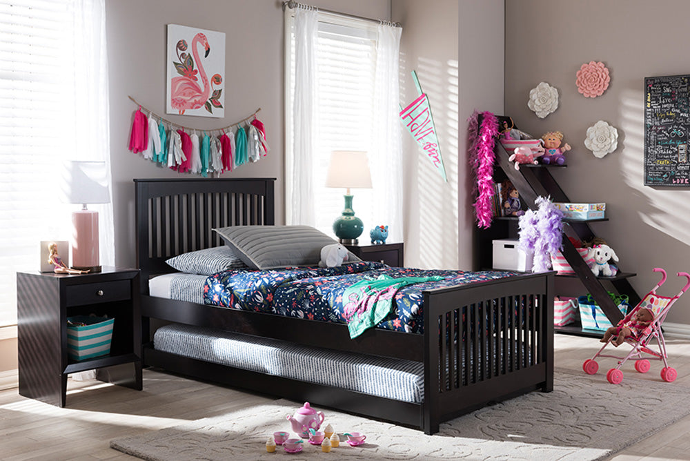 Baxton Studio - Hevea Trundle Bed - Bed3-Twin-Wenge view 6