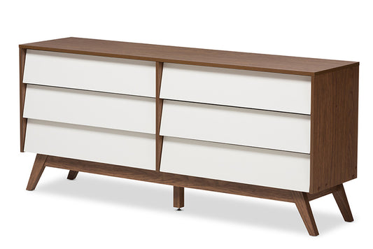 Baxton Studio - Hildon Chest - Hildon 6DW-Walnut/White-Chest view 1
