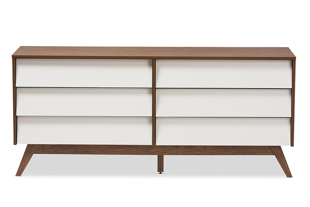 Baxton Studio - Hildon Chest - Hildon 6DW-Walnut/White-Chest view 3
