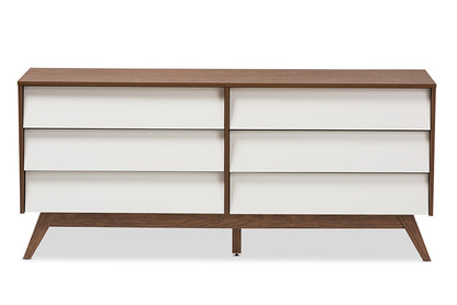 Baxton Studio - Hildon Chest - Hildon 6DW-Walnut/White-Chest view 3