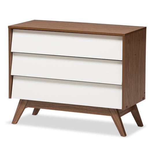 Baxton Studio - Hildon Chest in White/"Walnut" Brown - Hildon 3DW-Walnut/White-Chest view 1