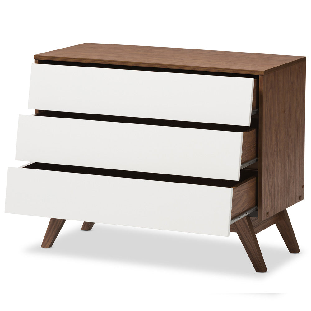 Baxton Studio - Hildon Chest in White/"Walnut" Brown - Hildon 3DW-Walnut/White-Chest view 2
