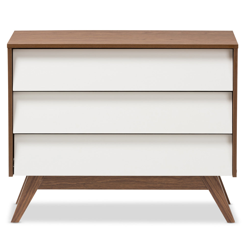 Baxton Studio - Hildon Chest in White/"Walnut" Brown - Hildon 3DW-Walnut/White-Chest view 3