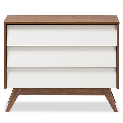 Baxton Studio - Hildon Chest in White/"Walnut" Brown - Hildon 3DW-Walnut/White-Chest view 3