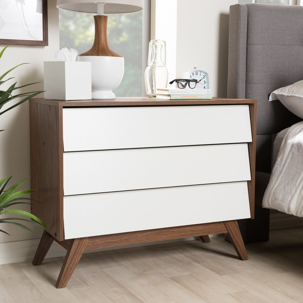 Baxton Studio - Hildon Chest in White/"Walnut" Brown - Hildon 3DW-Walnut/White-Chest view 5