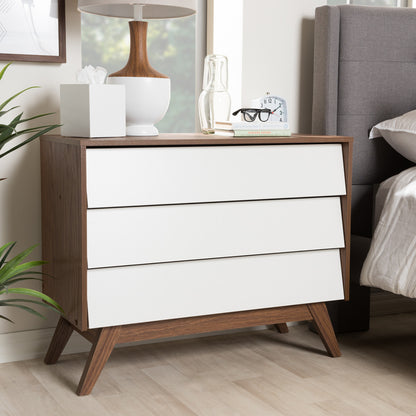 Baxton Studio - Hildon Chest in White/"Walnut" Brown - Hildon 3DW-Walnut/White-Chest view 5