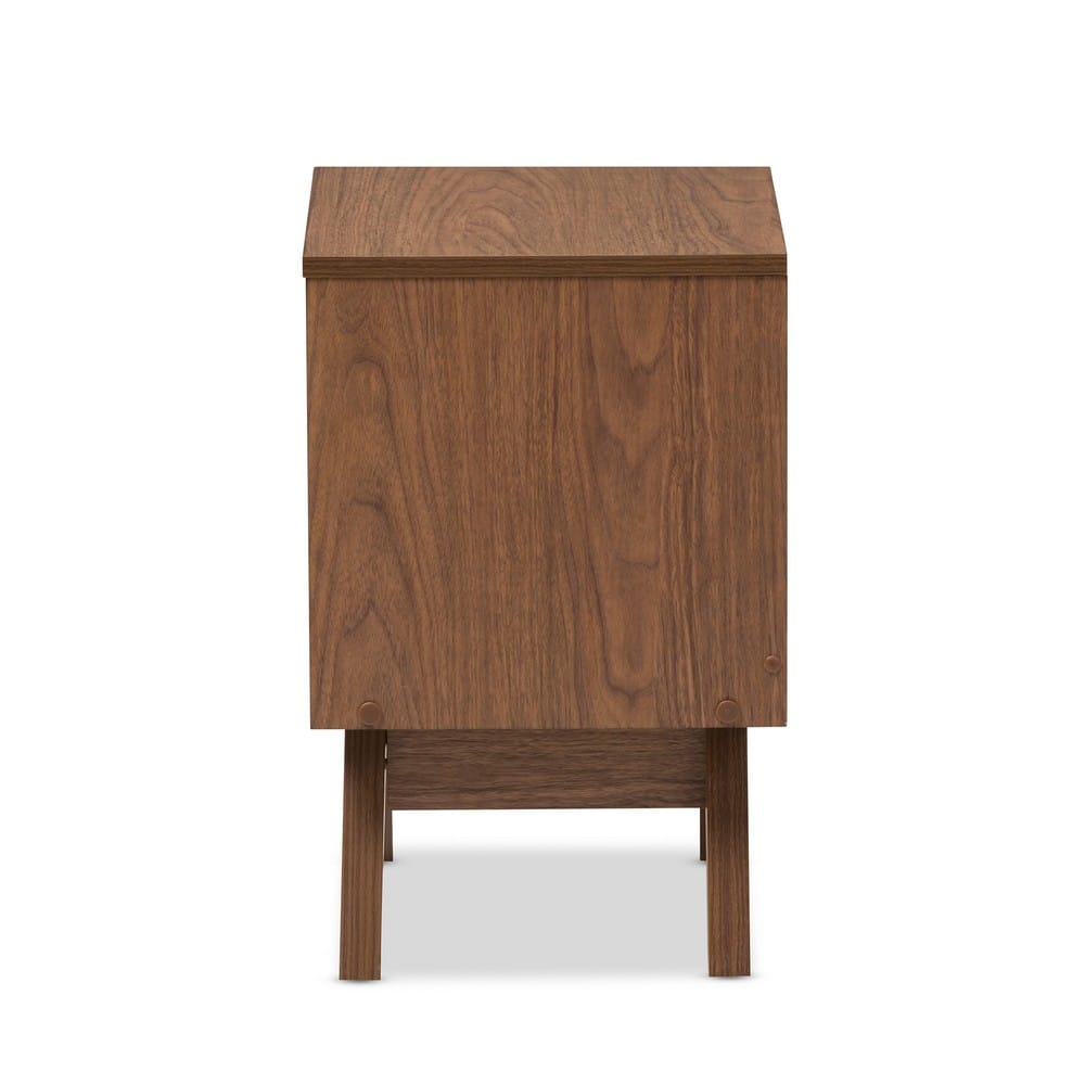 Baxton Studio - Hildon Nightstand in White/"Walnut" Brown - Hildon NS-Walnut/White view 4