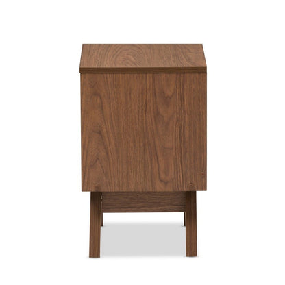 Baxton Studio - Hildon Nightstand in White/"Walnut" Brown - Hildon NS-Walnut/White view 4