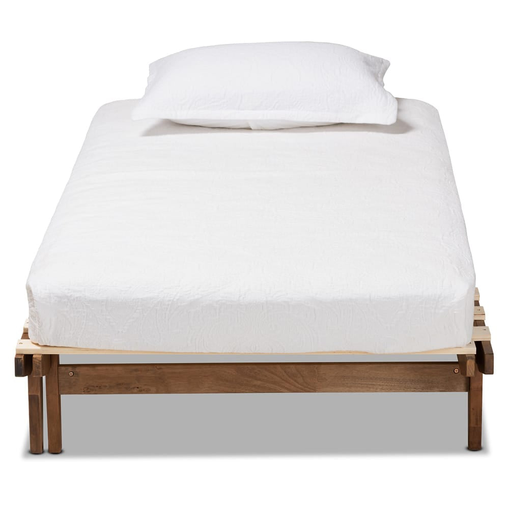 Baxton Studio - Hiro Expandable Bed Frame in Walnut - MG0036-Walnut-Extension Bed view 3