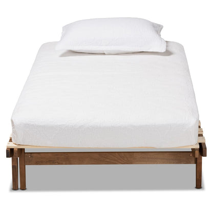 Baxton Studio - Hiro Expandable Bed Frame in Walnut - MG0036-Walnut-Extension Bed view 3