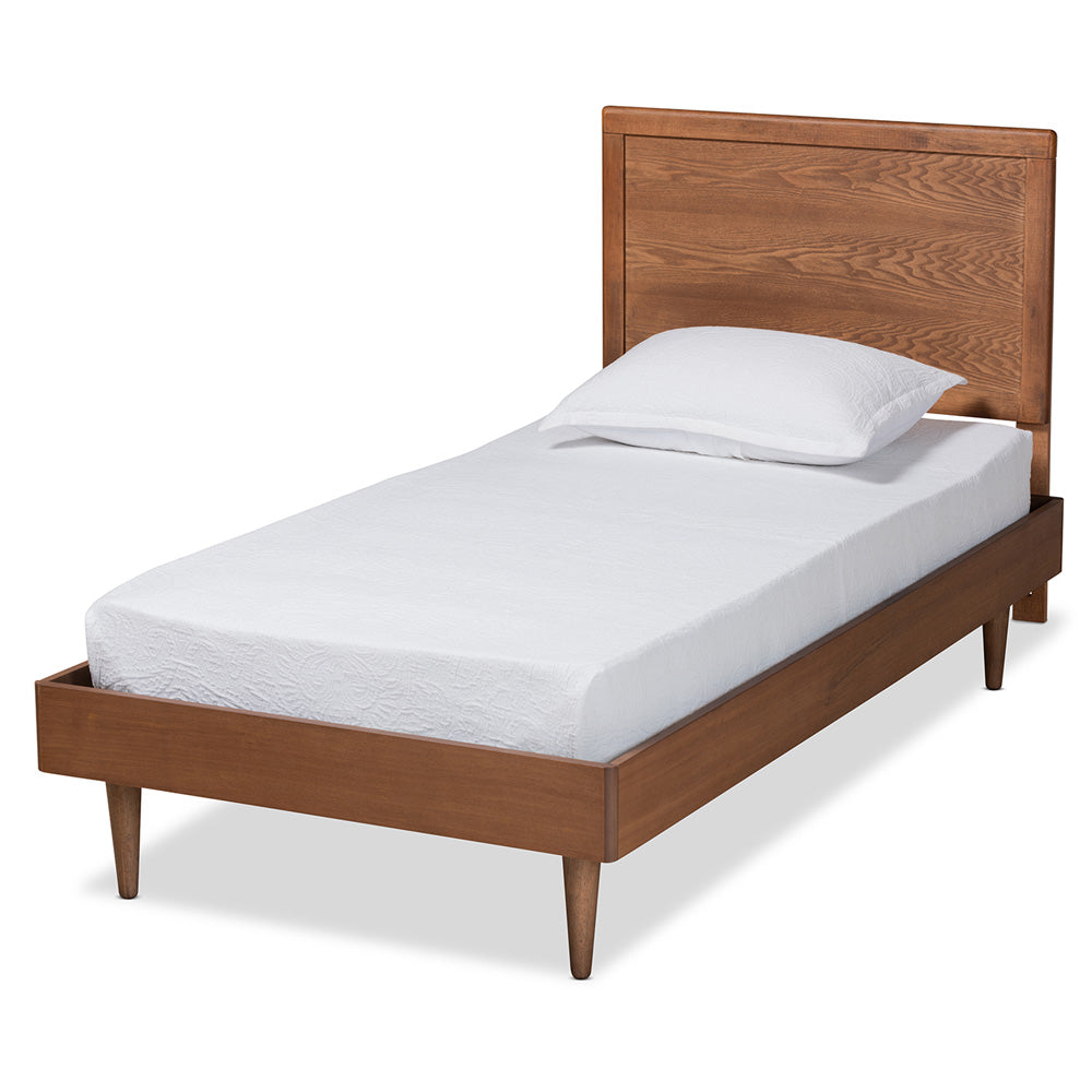 Baxton Studio - Hiro Twin Size Bed in Walnut Brown - Hiro-Ash Walnut-Twin view 1