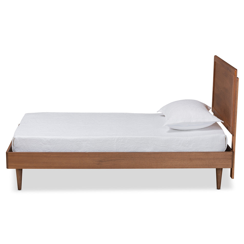 Baxton Studio - Hiro Twin Size Bed in Walnut Brown - Hiro-Ash Walnut-Twin view 2