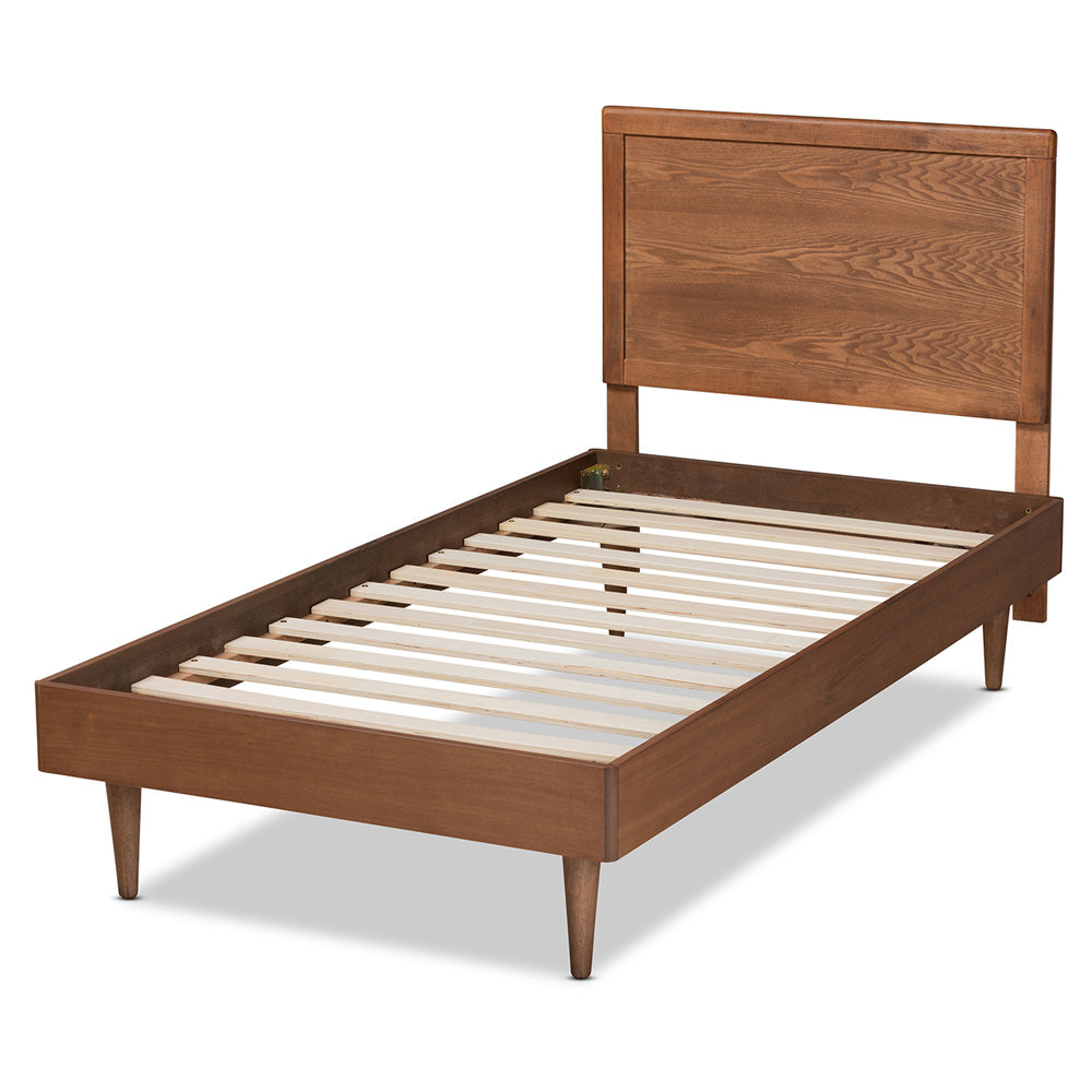Baxton Studio - Hiro Twin Size Bed in Walnut Brown - Hiro-Ash Walnut-Twin view 3