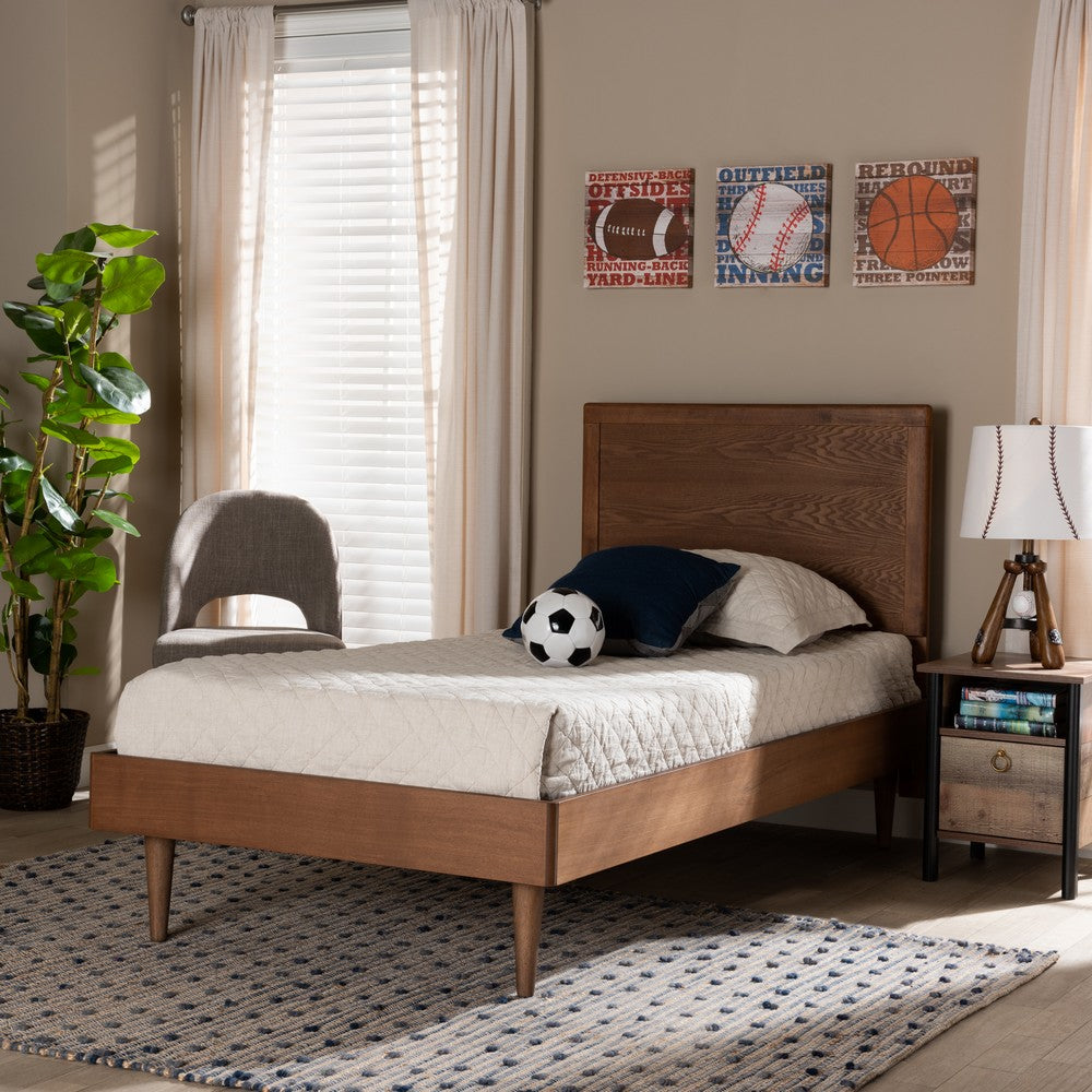 Baxton Studio - Hiro Twin Size Bed in Walnut Brown - Hiro-Ash Walnut-Twin view 6