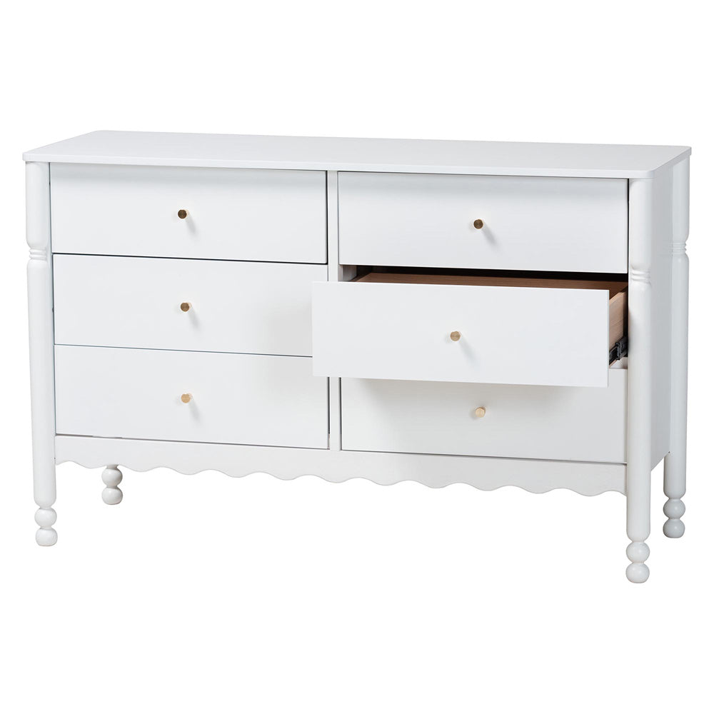 Baxton Studio - Hoffman Dresser in White - MG9022-White-6DW-Dresser view 3