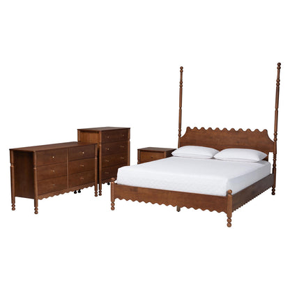 Baxton Studio - Hoffman King Bedroom Set in Walnut Brown - Enitan-4PC Bedroom Set-Walnut-King-1NS view 1