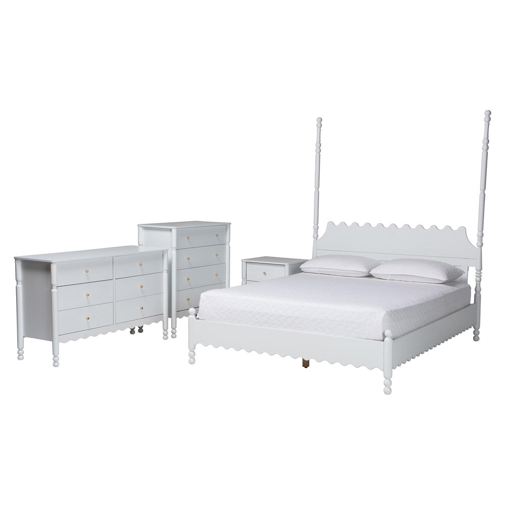 Baxton Studio - Hoffman King Bedroom Set in White - Enitan-4PC Bedroom Set-White-King-1NS view 1