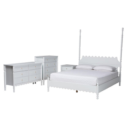 Baxton Studio - Hoffman King Bedroom Set in White - Enitan-4PC Bedroom Set-White-King-1NS view 1