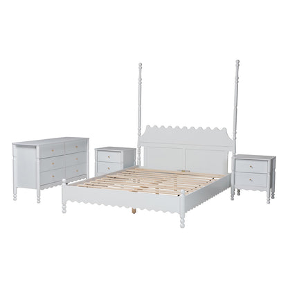 Baxton Studio - Hoffman King Bedroom Set in White - Enitan-4PC Bedroom Set-White-King-2NS view 2