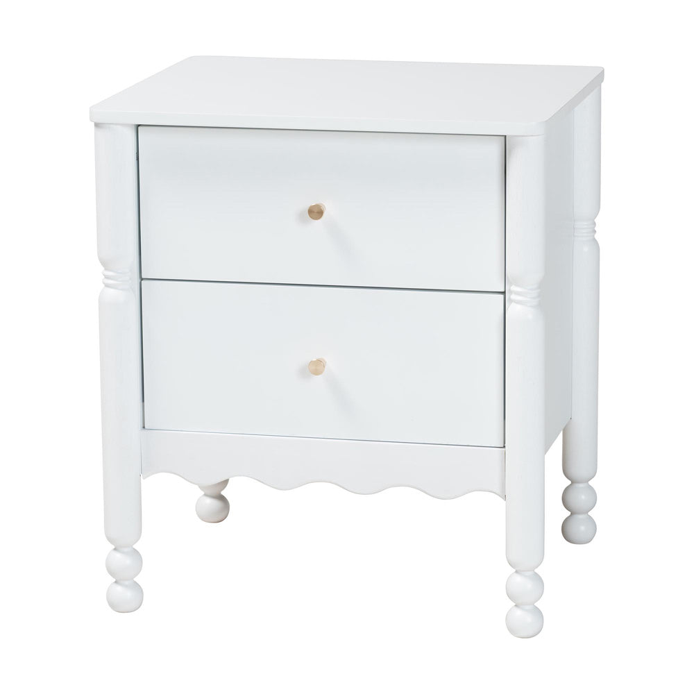 Baxton Studio - Hoffman Nightstand in White - MG9022-White-2DW-NS view 1
