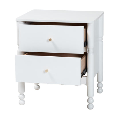 Baxton Studio - Hoffman Nightstand in White - MG9022-White-2DW-NS view 2