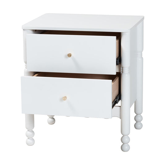 Baxton Studio - Hoffman Nightstand in White - MG9022-White-2DW-NS view 2