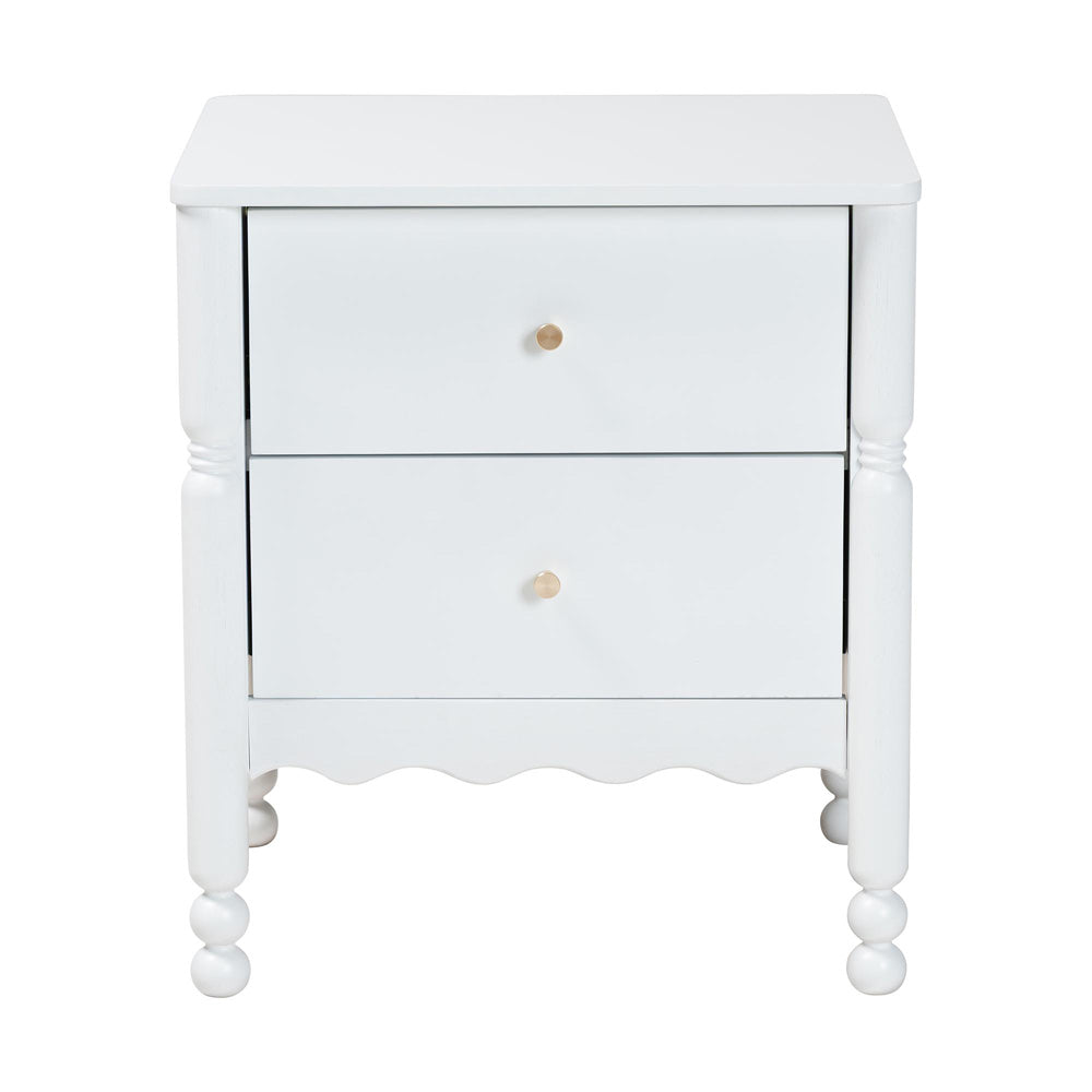 Baxton Studio - Hoffman Nightstand in White - MG9022-White-2DW-NS view 3