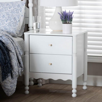 Baxton Studio - Hoffman Nightstand in White - MG9022-White-2DW-NS view 8