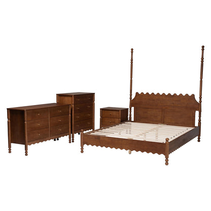 Baxton Studio - Hoffman Queen Bedroom Set in Walnut Brown - Enitan-4PC Bedroom Set-Walnut-Queen-1NS view 2