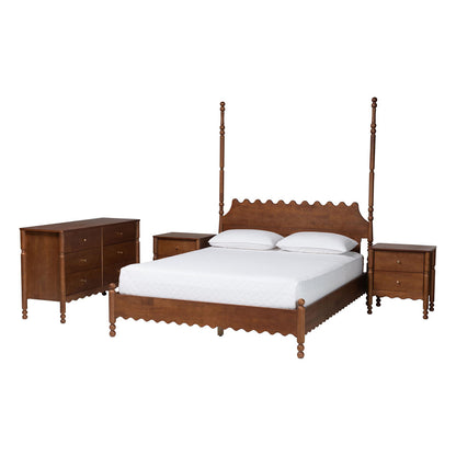 Baxton Studio - Hoffman Queen Bedroom Set in Walnut Brown - Enitan-4PC Bedroom Set-Walnut-Queen-2NS view 1