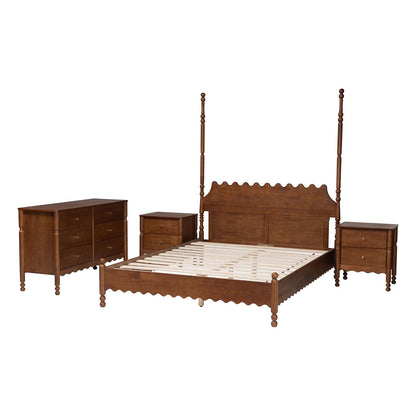 Baxton Studio - Hoffman Queen Bedroom Set in Walnut Brown - Enitan-4PC Bedroom Set-Walnut-Queen-2NS view 2