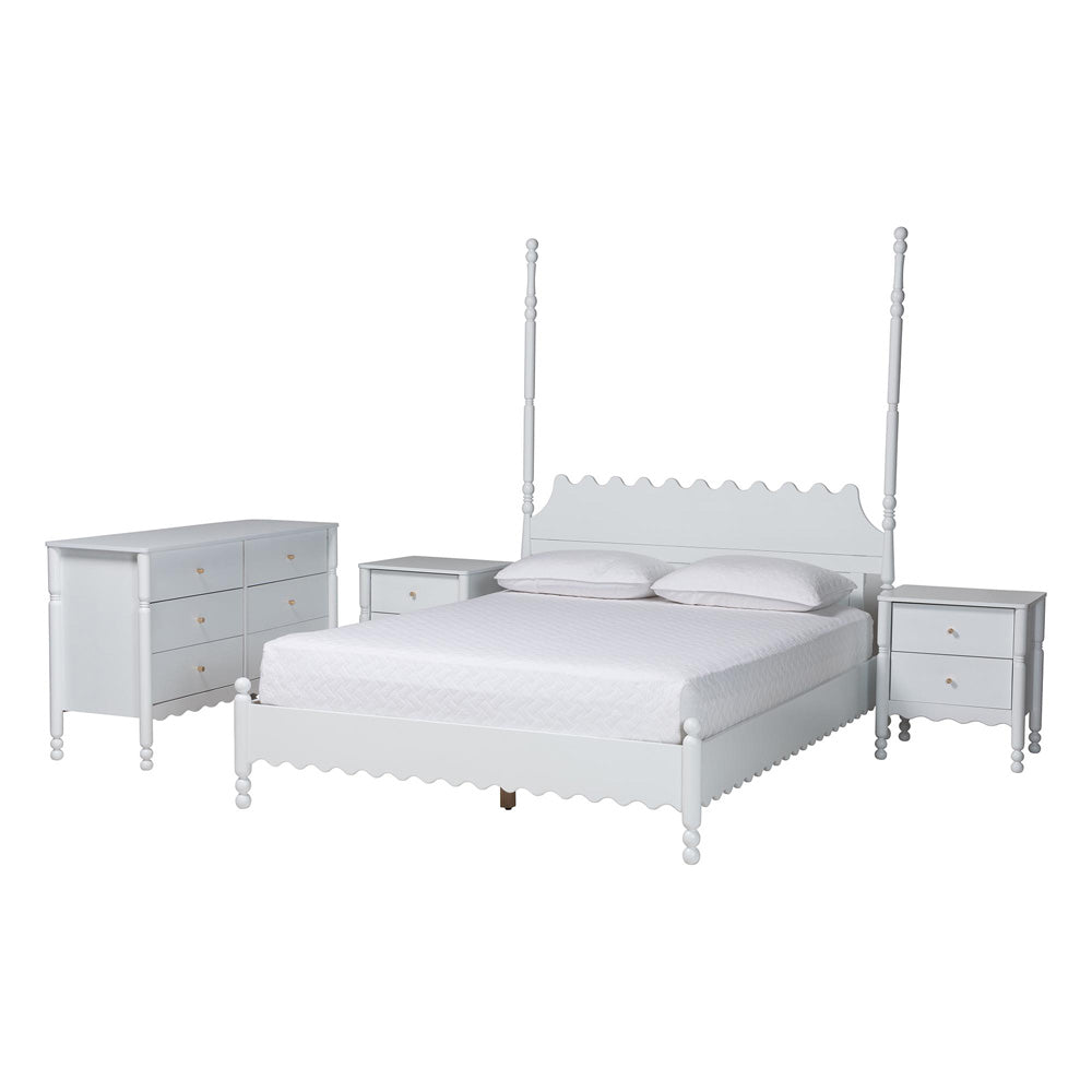 Baxton Studio - Hoffman Queen Bedroom Set in White - Enitan-4PC Bedroom Set-White-Queen-2NS view 1