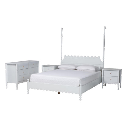 Baxton Studio - Hoffman Queen Bedroom Set in White - Enitan-4PC Bedroom Set-White-Queen-2NS view 1