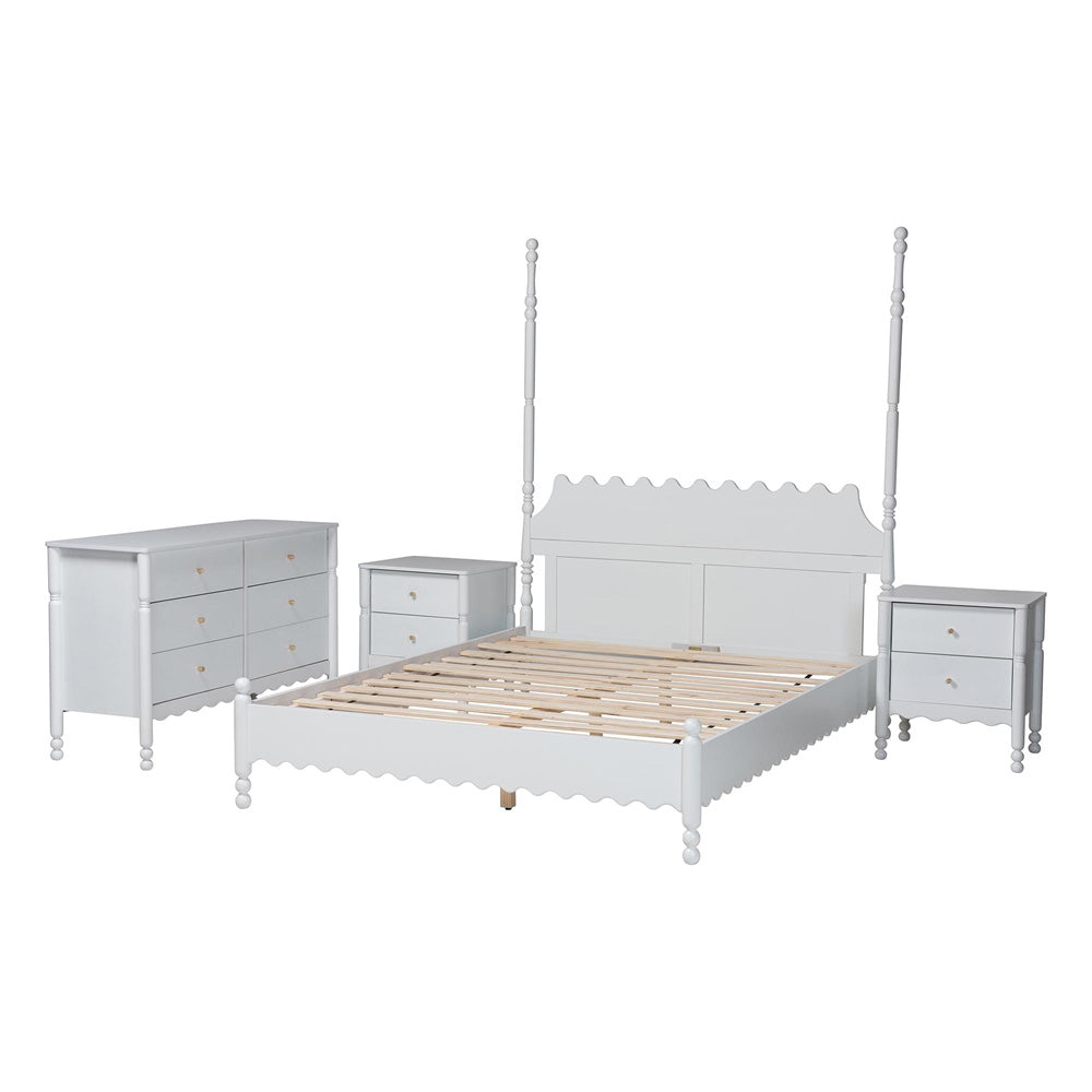 Baxton Studio - Hoffman Queen Bedroom Set in White - Enitan-4PC Bedroom Set-White-Queen-2NS view 2