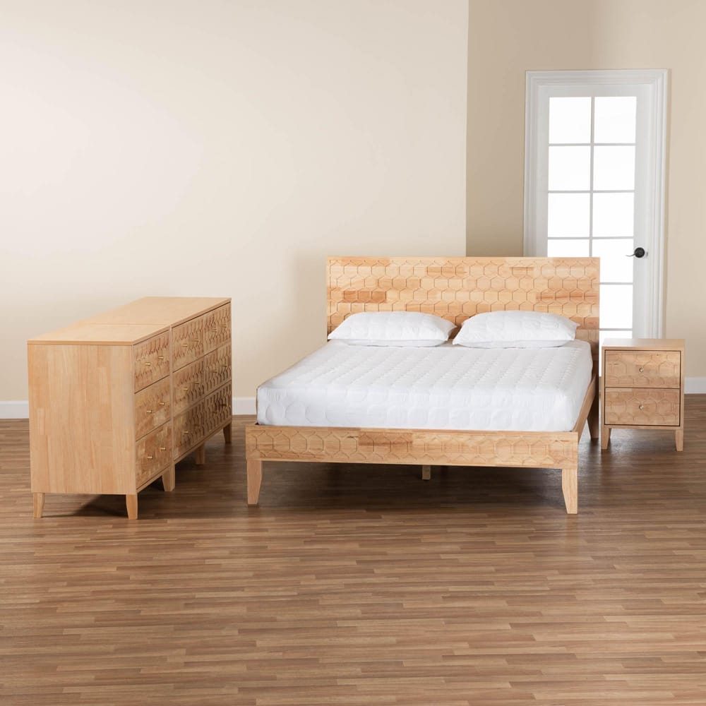 Baxton Studio - Hosea King Bedroom Set in Natural - SW8588-Natural-4PC King Bedroom Set view 11