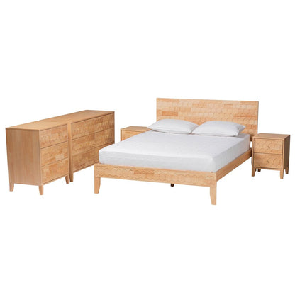 Baxton Studio - Hosea King Bedroom Set in Natural - SW8588-Natural-5PC King Bedroom Set view 1