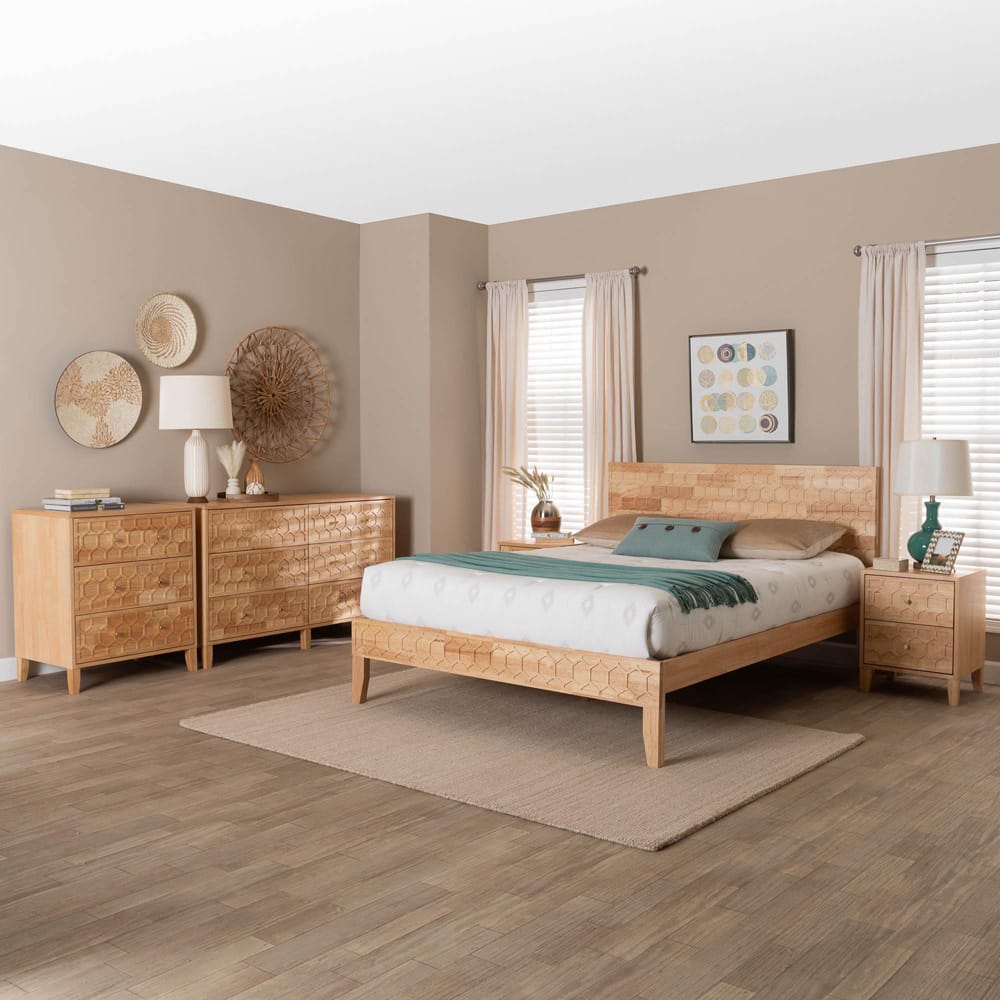 Baxton Studio - Hosea King Bedroom Set in Natural - SW8588-Natural-5PC King Bedroom Set view 12
