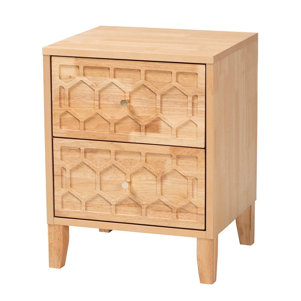 Baxton Studio - Hosea Nightstand in Natural - SW8000-61NS2D-2DW-Natural-Nightstand view 1