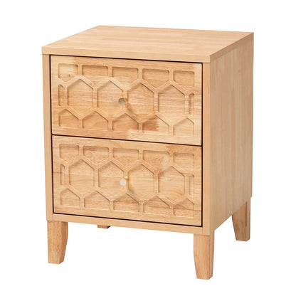 Baxton Studio - Hosea Nightstand in Natural - SW8000-61NS2D-2DW-Natural-Nightstand view 1