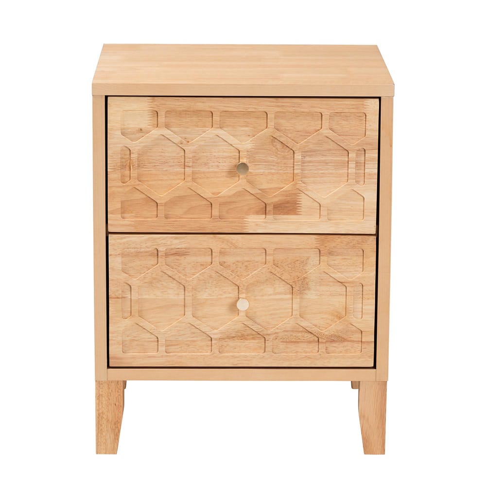Baxton Studio - Hosea Nightstand in Natural - SW8000-61NS2D-2DW-Natural-Nightstand view 3