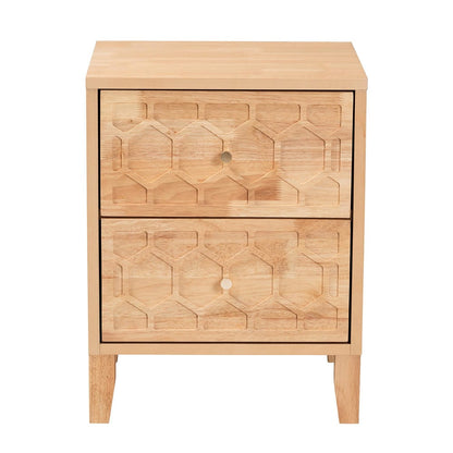 Baxton Studio - Hosea Nightstand in Natural - SW8000-61NS2D-2DW-Natural-Nightstand view 3