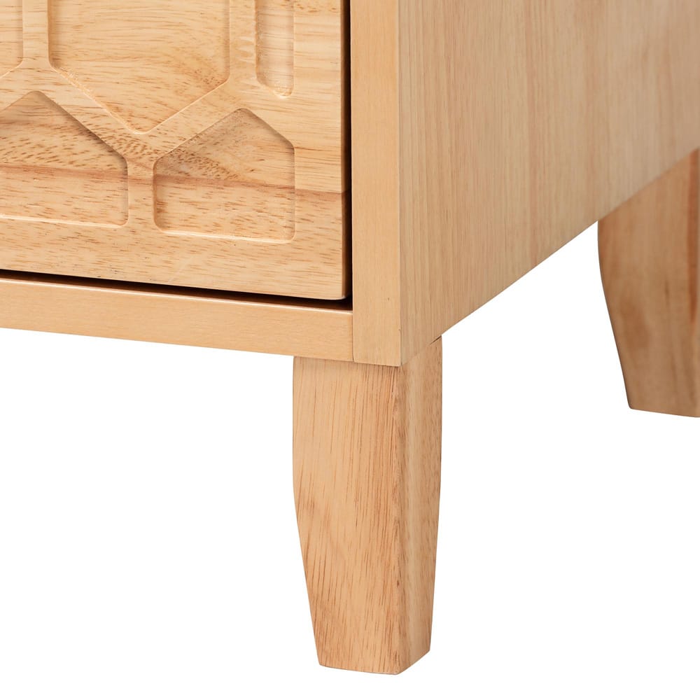 Baxton Studio - Hosea Nightstand in Natural - SW8000-61NS2D-2DW-Natural-Nightstand view 6