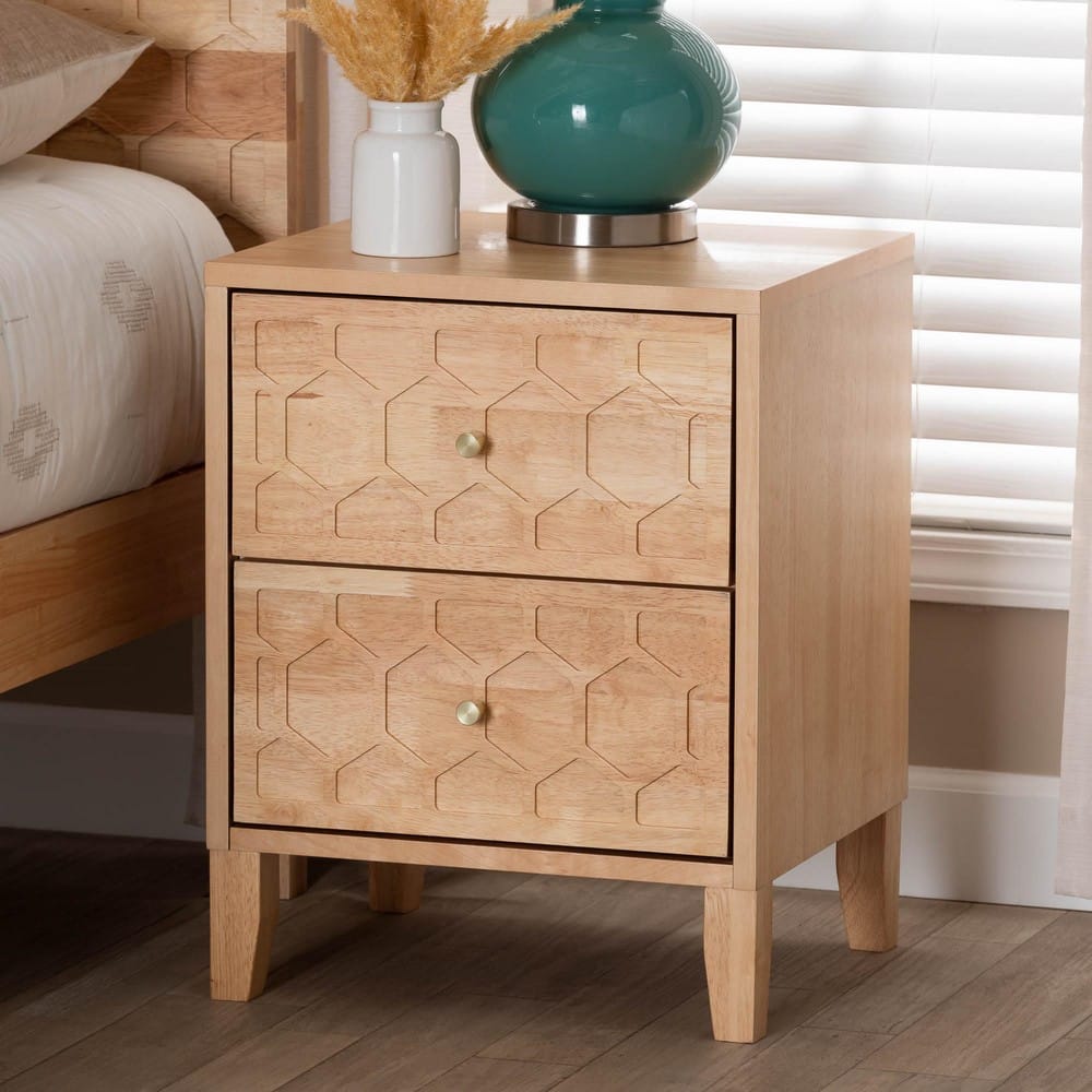 Baxton Studio - Hosea Nightstand in Natural - SW8000-61NS2D-2DW-Natural-Nightstand view 8