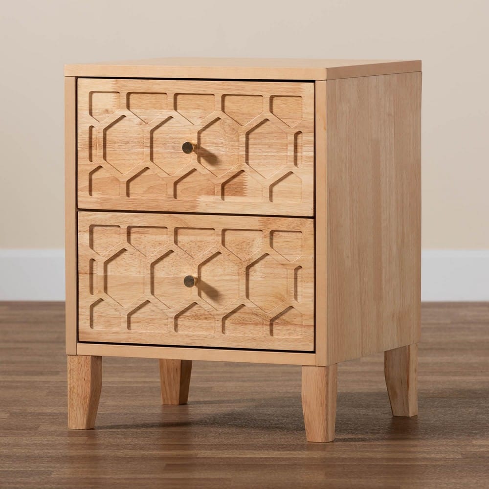 Baxton Studio - Hosea Nightstand in Natural - SW8000-61NS2D-2DW-Natural-Nightstand view 9