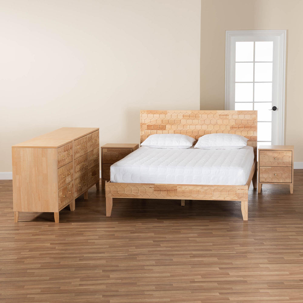 Baxton Studio - Hosea Queen Bedroom Set in Natural - SW8588-Natural-5PC Queen Bedroom Set view 11