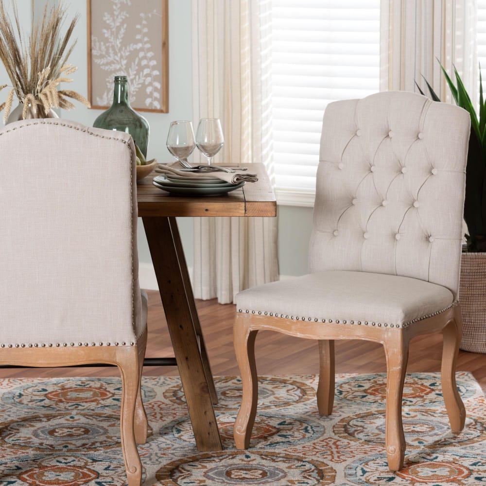 Baxton Studio - Hudson Dining Chair in Beige - TSF-9342 view 7