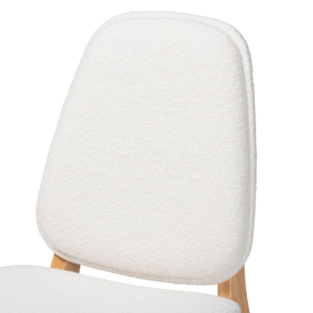 Baxton Studio - Hudson Set of 2 Dining Chairs in White/Natural Brown - Hudson-White Boucle/Natural-DC view 4