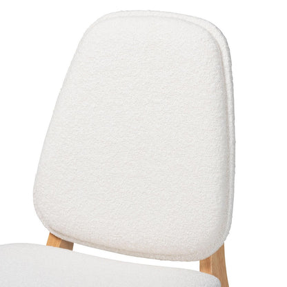 Baxton Studio - Hudson Set of 2 Dining Chairs in White/Natural Brown - Hudson-White Boucle/Natural-DC view 4