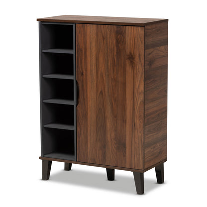 Baxton Studio - Idina Shoe Cabinet in Walnut/Grey/Dark Brown - SESC16104-Columbia-Shoe Cabinet view 1