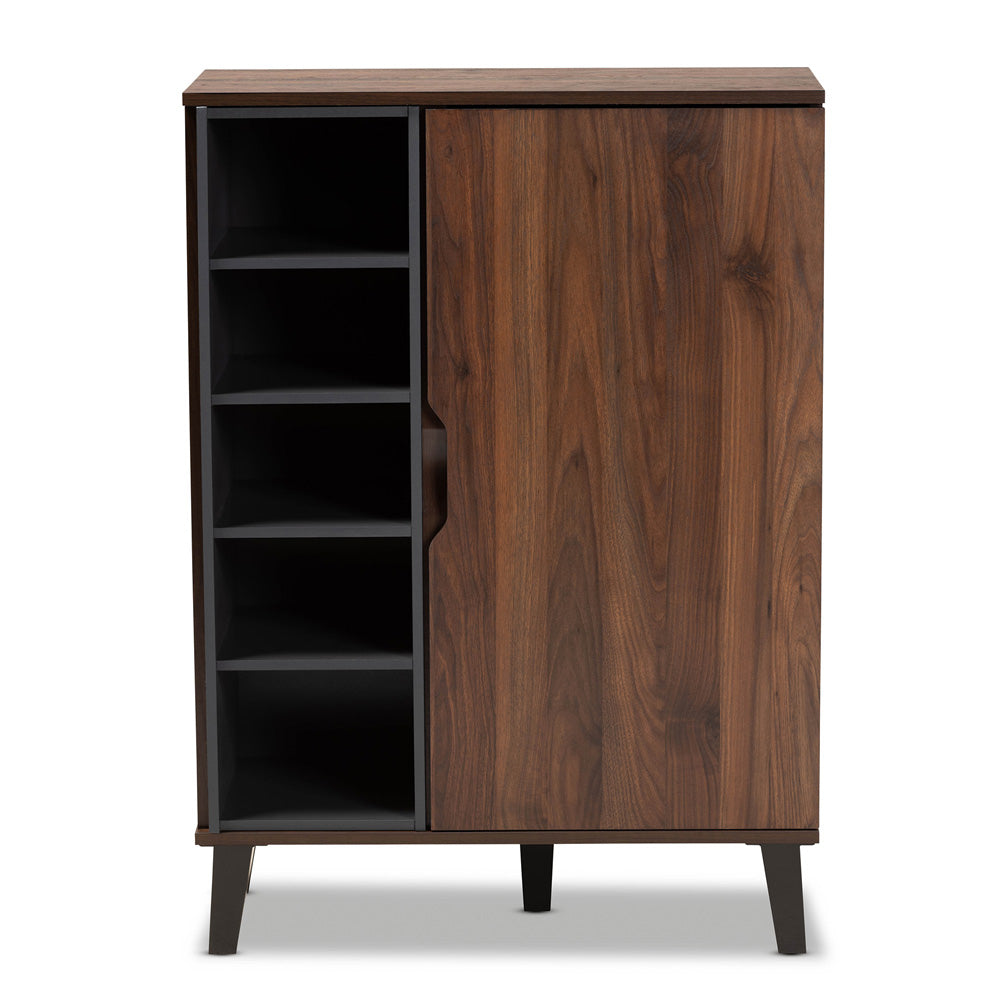 Baxton Studio - Idina Shoe Cabinet in Walnut/Grey/Dark Brown - SESC16104-Columbia-Shoe Cabinet view 3